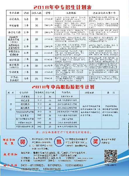 长春市公共关系学校2018招生计划及简章