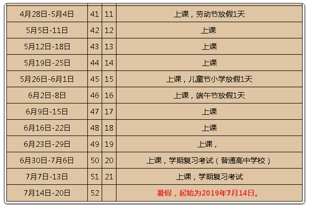 2019广东中小学暑假放假时间表