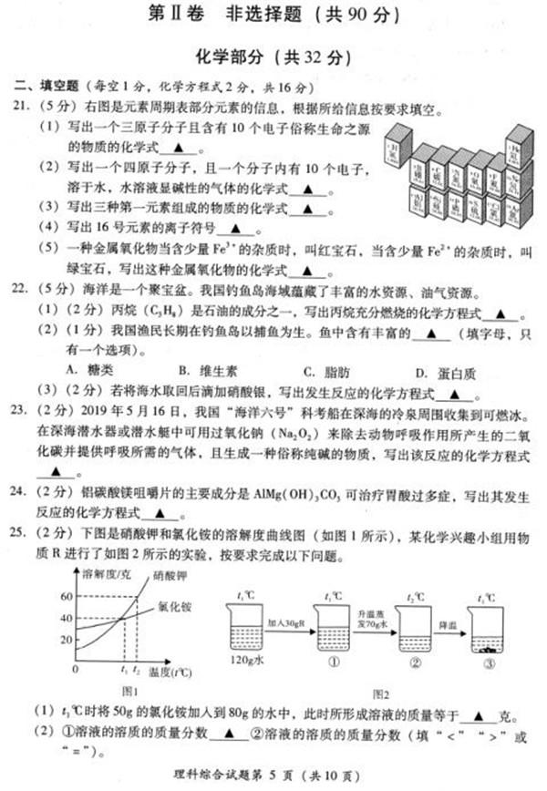 2019四川涼山中考理科綜合試題