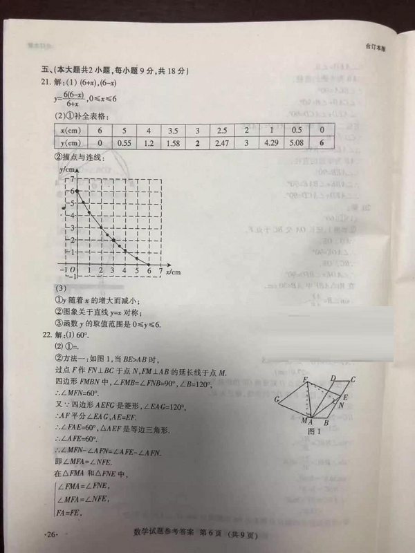 2019年江西中考数学试题及答案【图片版】