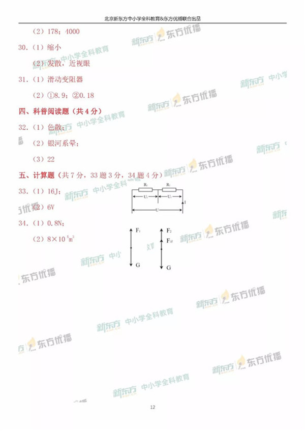 2019北京中考理綜試題及答案