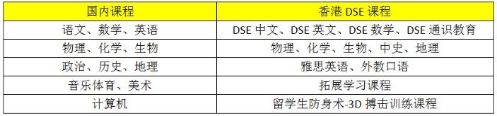 香港DSE项目课程设置：