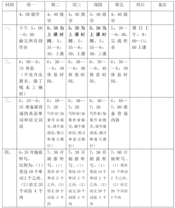 小学辅导班课程安排及收费