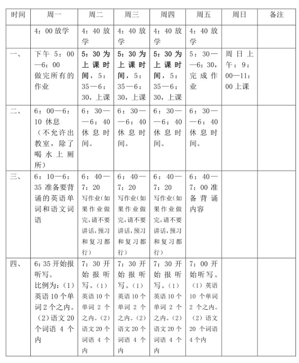 中小学生辅导班课表安排技巧