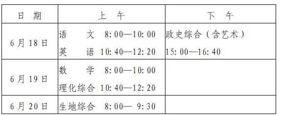 2021年永州中考時(shí)間及考試科目安排