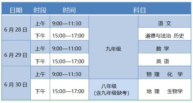 中考时间2021具体时间宁夏