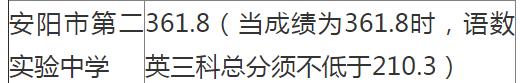 安阳市第二实验中学录取分数线