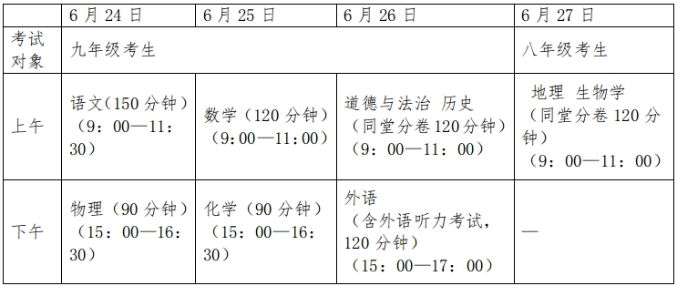 广西中考时间2023年时间表