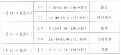 2024年黔西南中考時(shí)間及考試科目安排