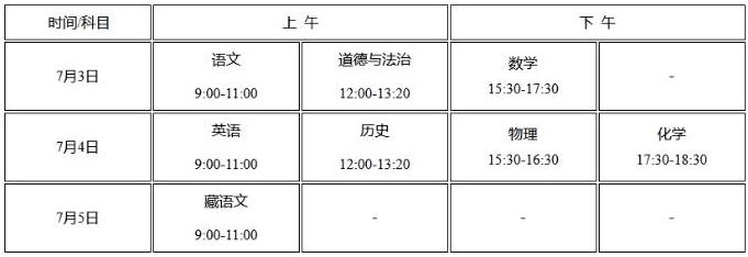 2023拉萨中考具体时间安排 什么时候考试