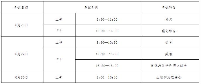 锦州中考时间2023具体时间