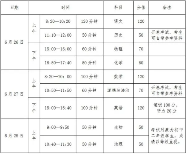 2023河南中招考試時間具體時間