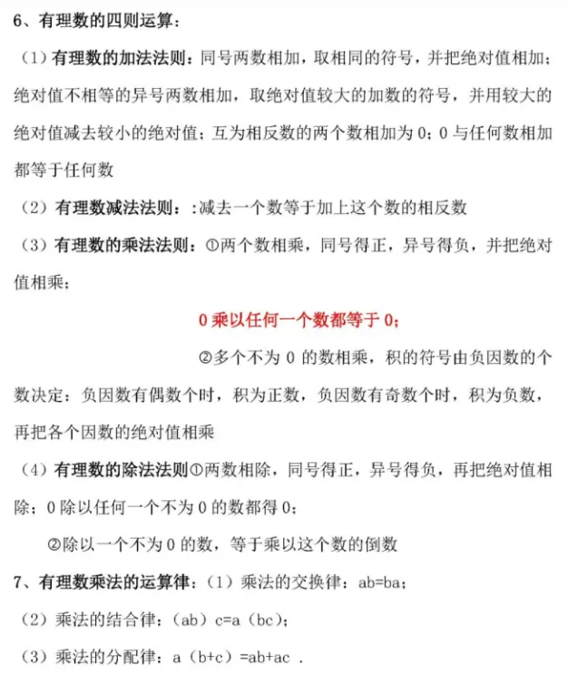 初一数学笔记整理大全 重点整理有哪些