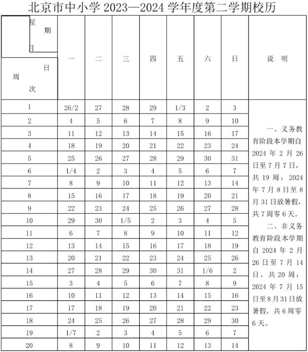 2023年北京中小学开学时间表 具体几月几号开学