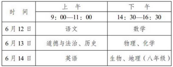 2024四川广安中考时间公布