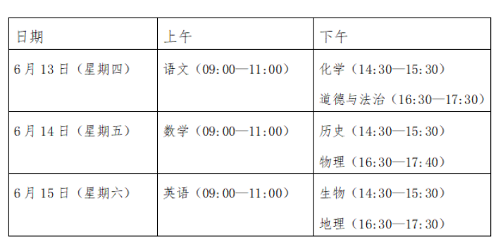 山東省中考時間2024年具體時間