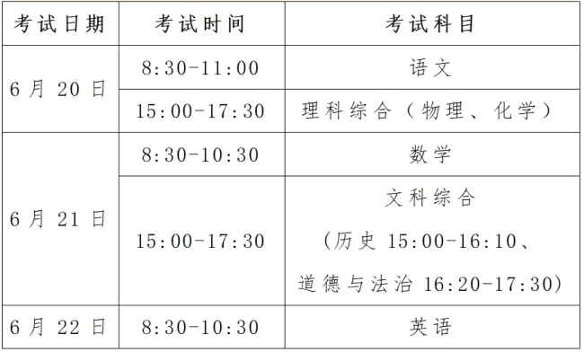 2024晋中中考时间是几月几号 晋中2024中考具体时间表