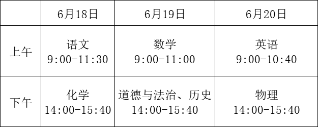 2024常州中考时间及考试科目